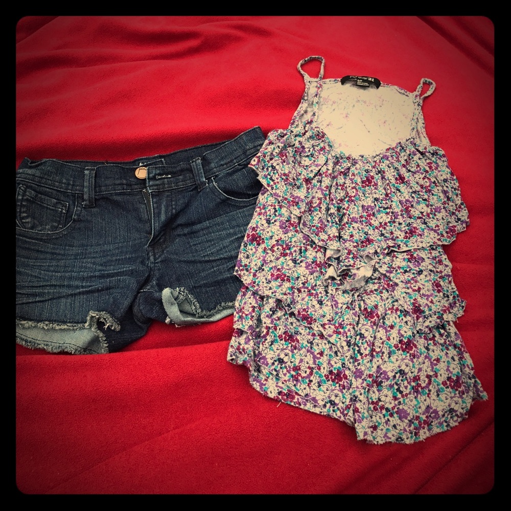 Multicolored Flower Print Tank with Ruffles | S
