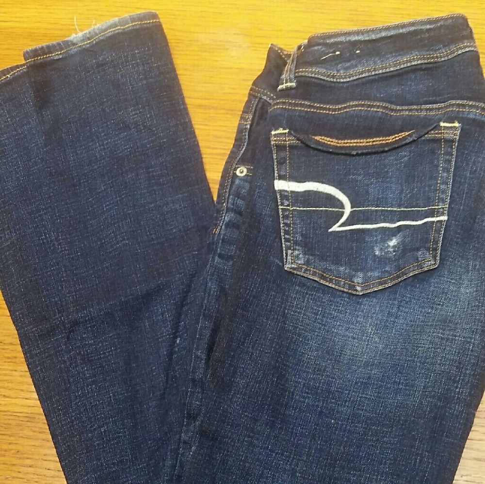 American Eagle distressed kick boot jeans