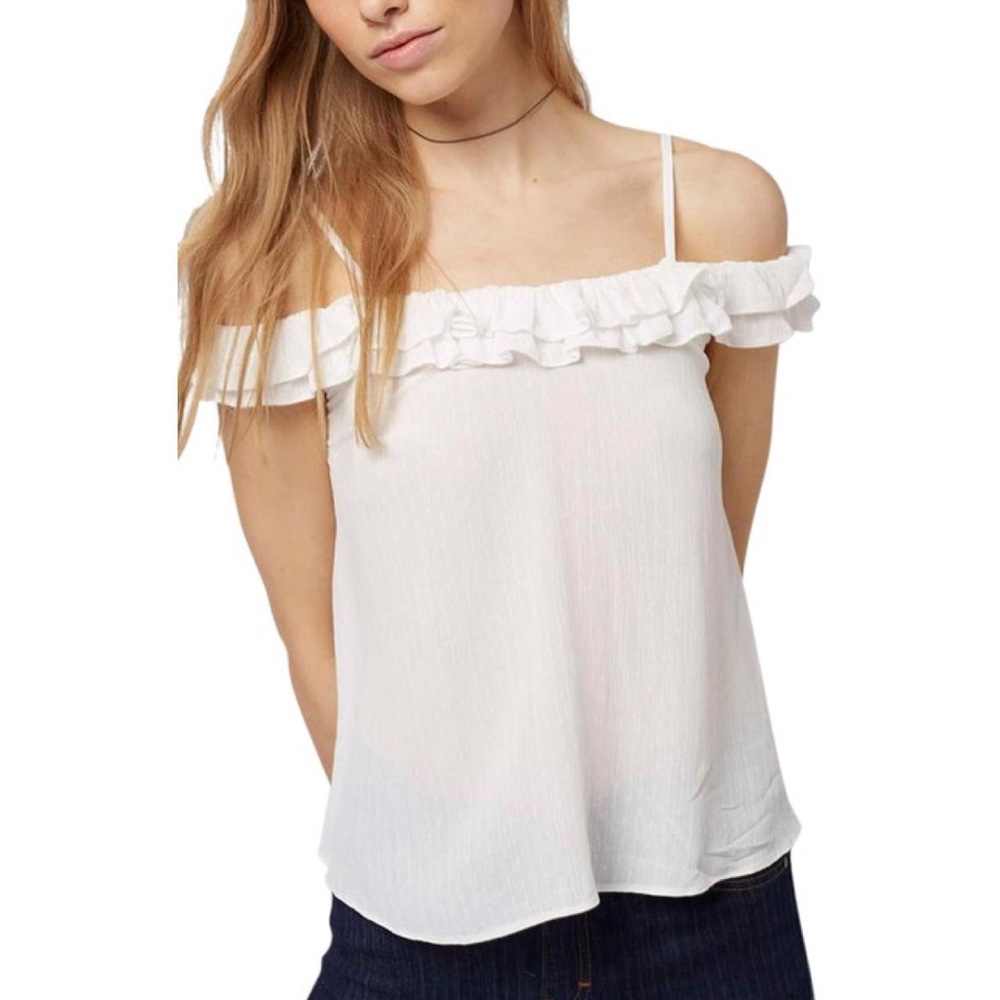 NEW! Topshop Florence Ruffle White Top