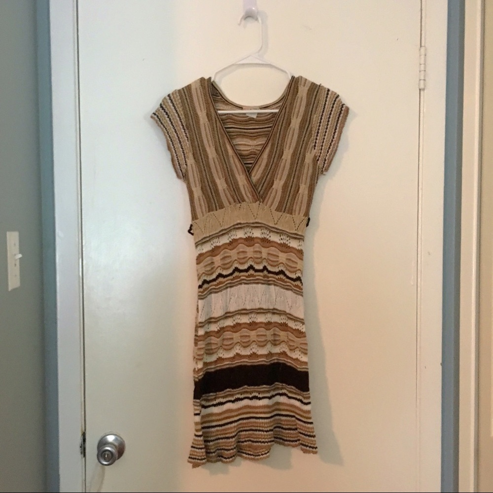 Striped Brown Woven Dress (XS)