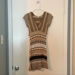 Striped Brown Woven Dress (XS)