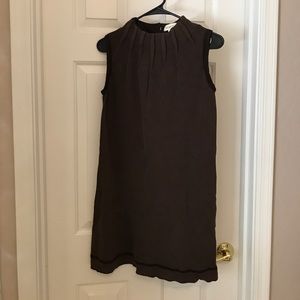 High neck brown sleeveless dress