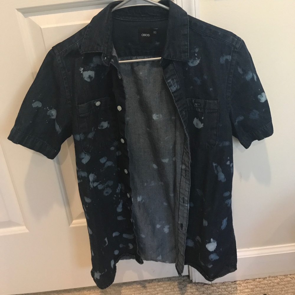 Short sleeve paint splatter design button up