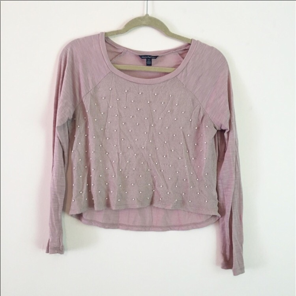 🔴4/$10 American Eagle pink pearl top! MEDIUM!