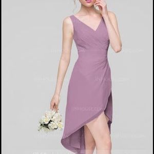 A line/Princess V neck Asymmetrical Chiffon