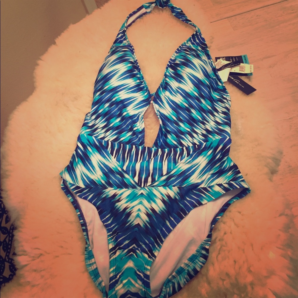 Kenneth Cole Blue Deep V One Piece