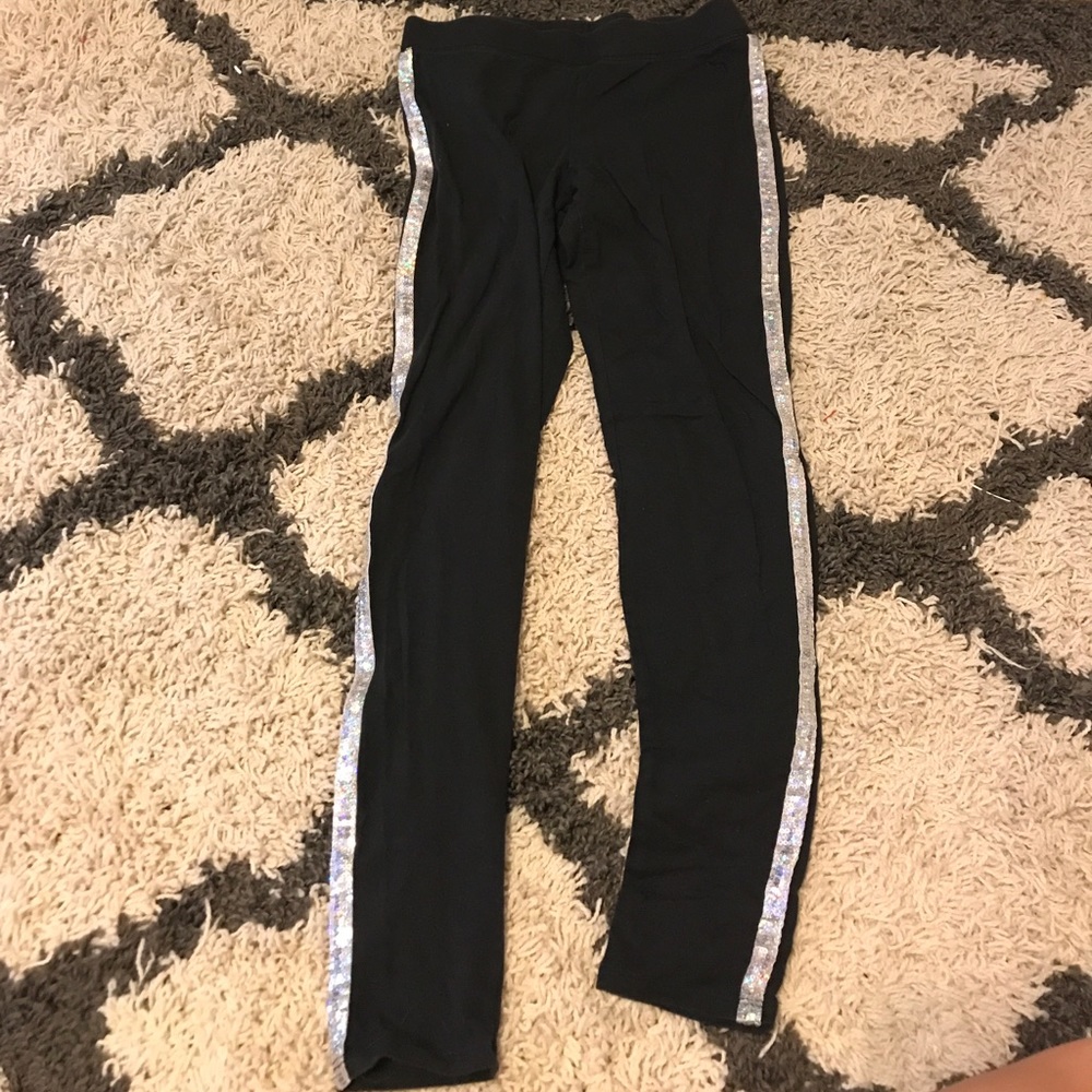 VS PINK black leggings with sparkly sequins