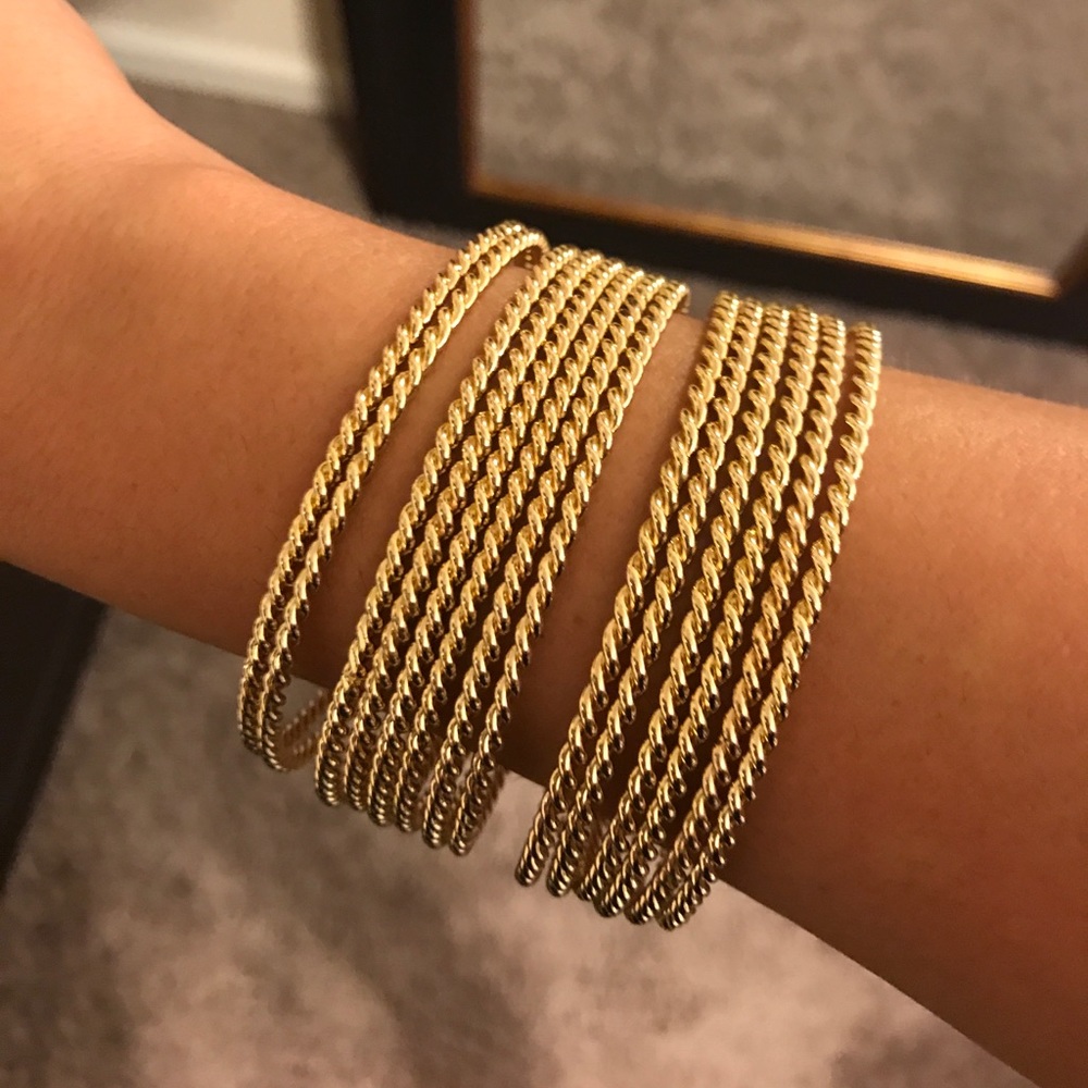 Qty 14 gold bangle bracelets