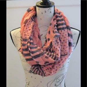Accessories - Pink and Navy Polka Dot Stripe Infinity Scarf Accessories - Pink and Navy Polka Dot Stripe Infinity Scarf