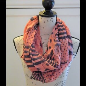 Accessories - Pink and Navy Polka Dot Stripe Infinity Scarf Accessories - Pink and Navy Polka Dot Stripe Infinity Scarf