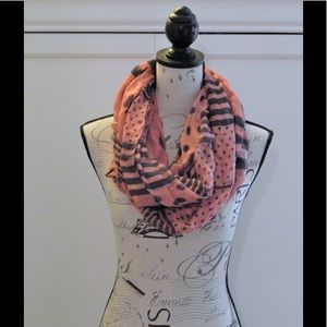Accessories - Pink and Navy Polka Dot Stripe Infinity Scarf Accessories - Pink and Navy Polka Dot Stripe Infinity Scarf