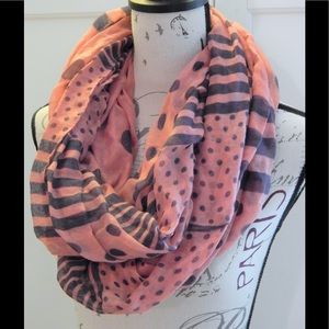 Accessories - Pink and Navy Polka Dot Stripe Infinity Scarf Accessories - Pink and Navy Polka Dot Stripe Infinity Scarf