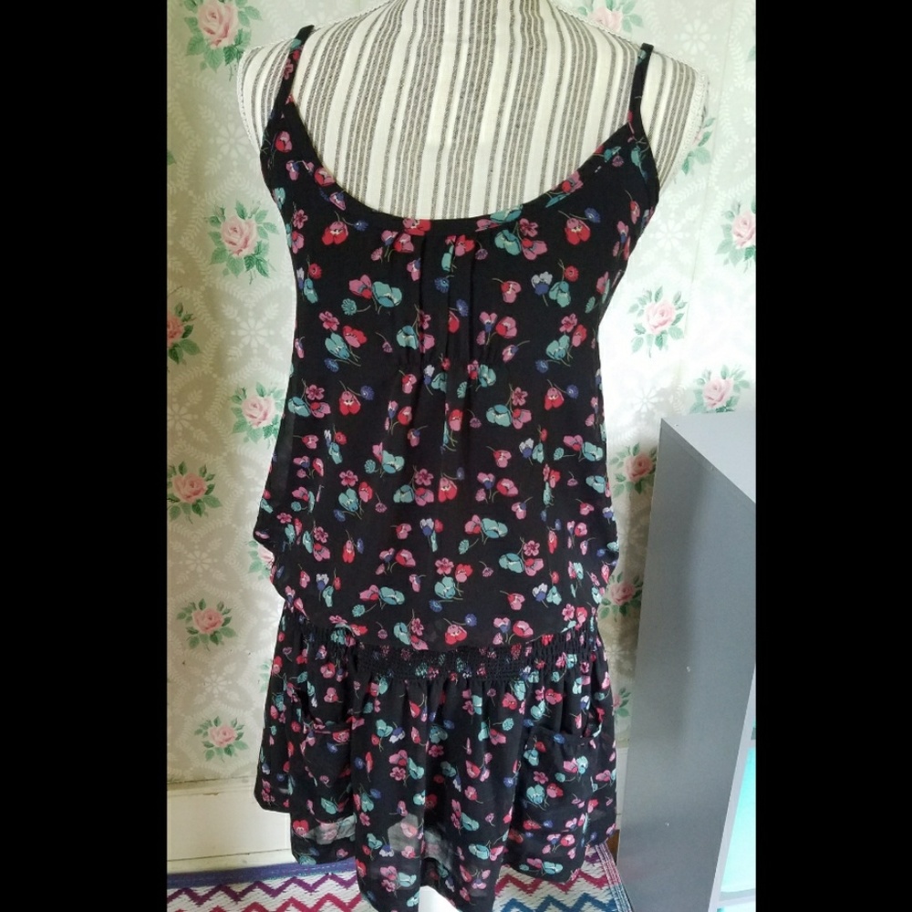 Drop waist floral print mini dress