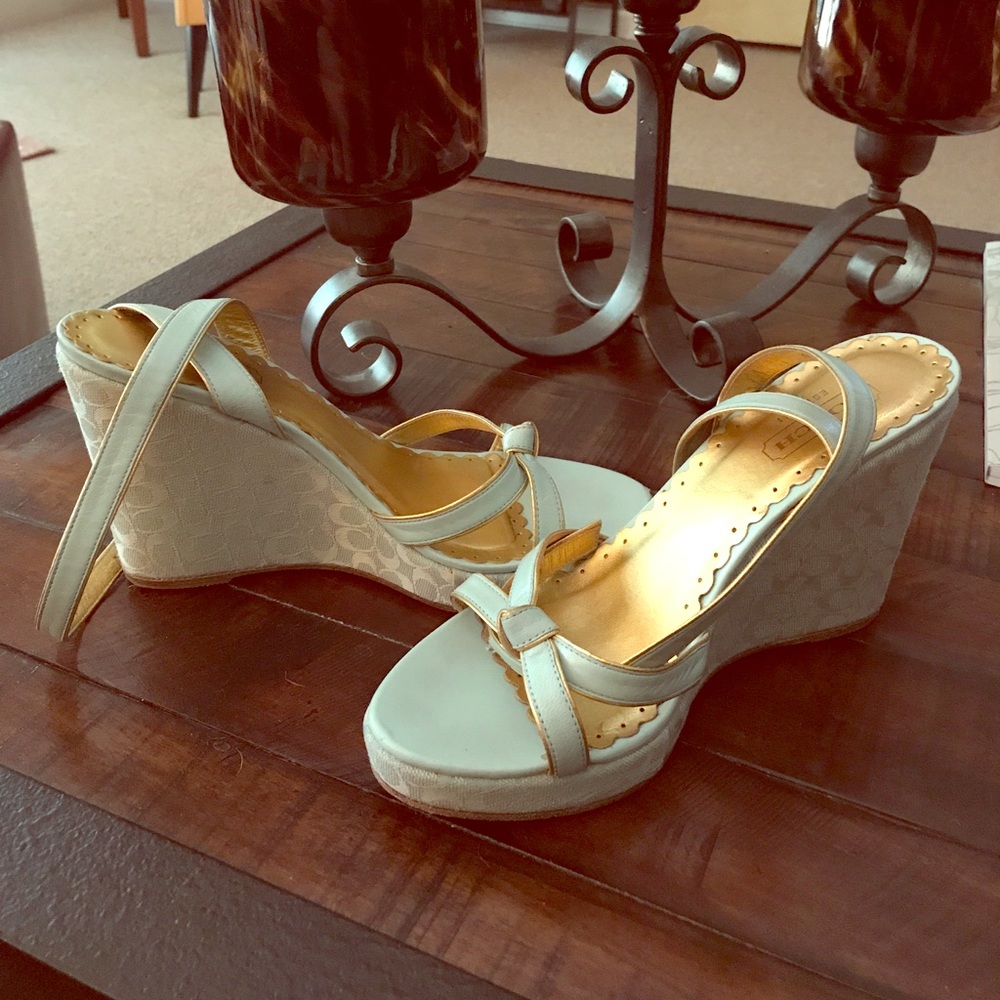 Coach Ankle-Wrap Wedges😍
