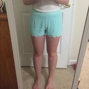 mint chiffon scalloped shorts