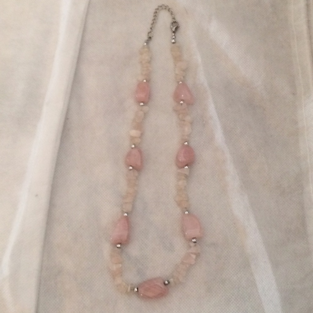 Pink Stones with Silver Necklace