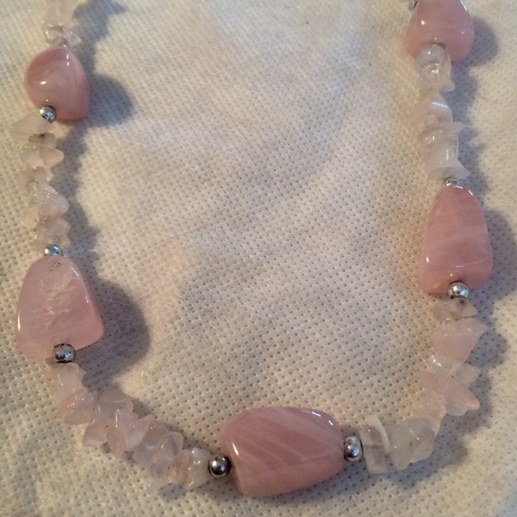 Pink Stones with Silver Necklace - Picture 2 of 4