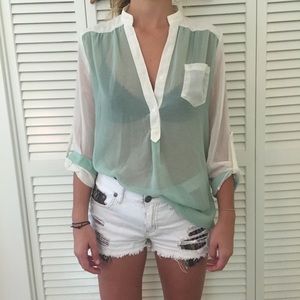 Francesca's color block chiffon shirt