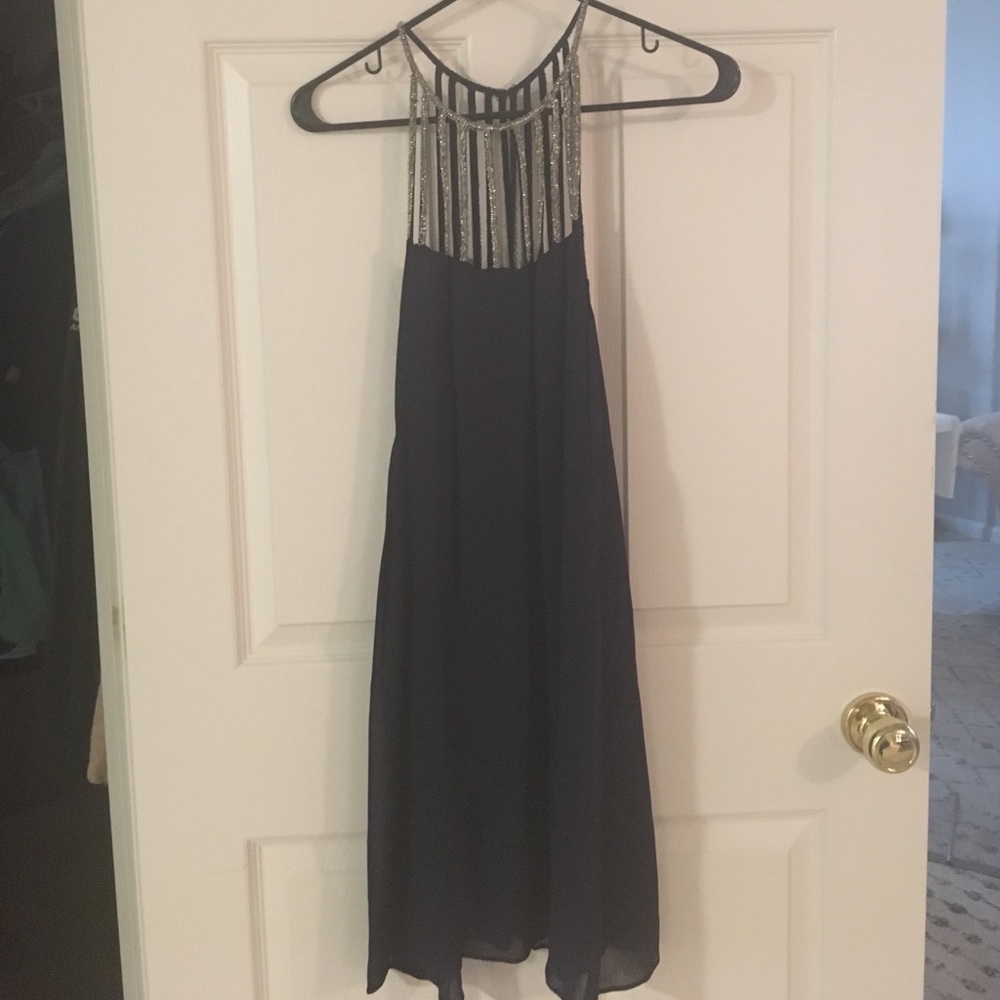 ASOS navy blue sequenced cocktail dress
