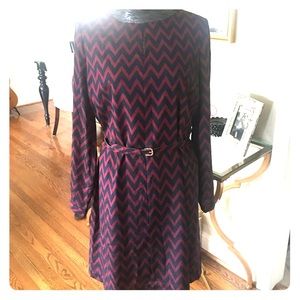 Navy and Wine Colored Chevron Dress