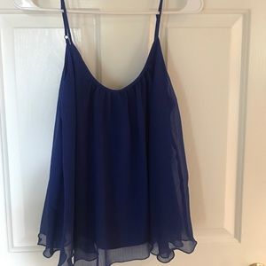 Express Blue Sleeveless Flowy Blouse