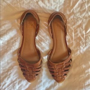 Camel Colored Strappy Flats