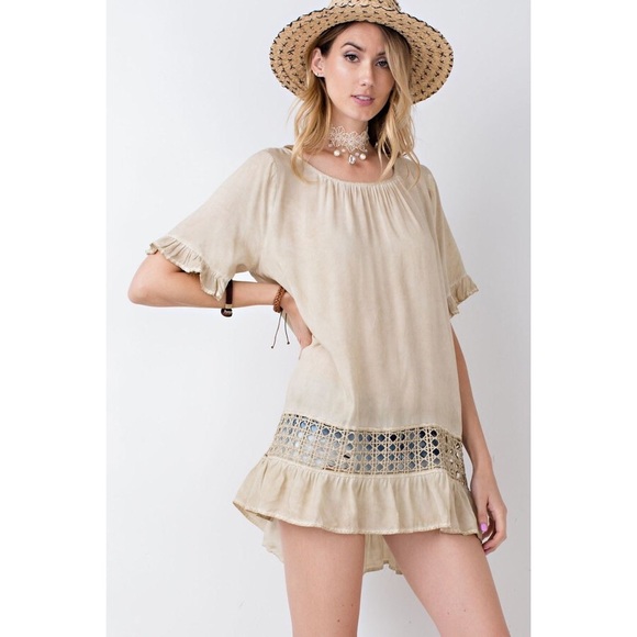 Mushroom Oil Washed Babydoll Tunic - Picture 2 of 6