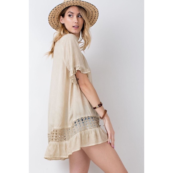 Mushroom Oil Washed Babydoll Tunic - Picture 3 of 6
