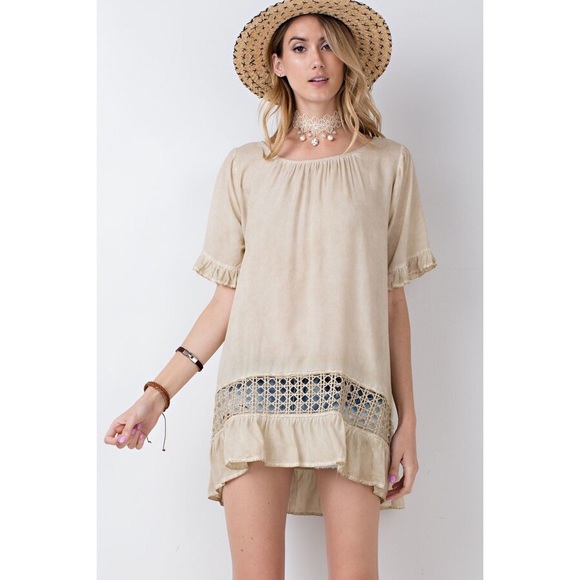 Mushroom Oil Washed Babydoll Tunic - Picture 4 of 6