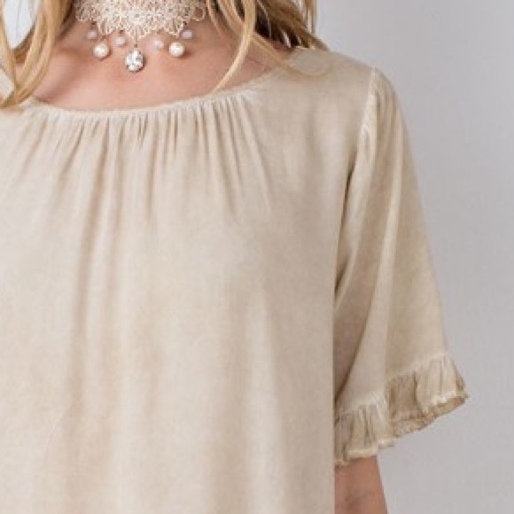 Mushroom Oil Washed Babydoll Tunic - Picture 6 of 6