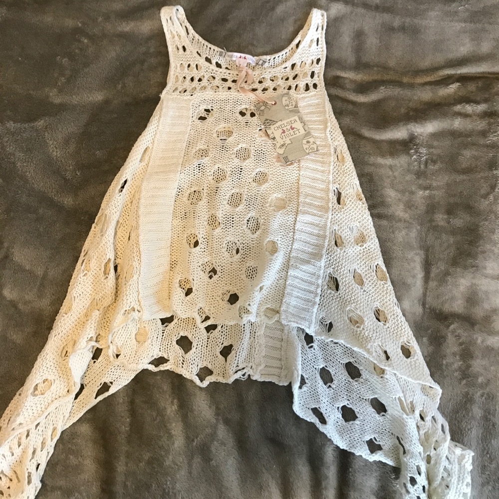 Crochet knit top, perfect for over a bathing suit!