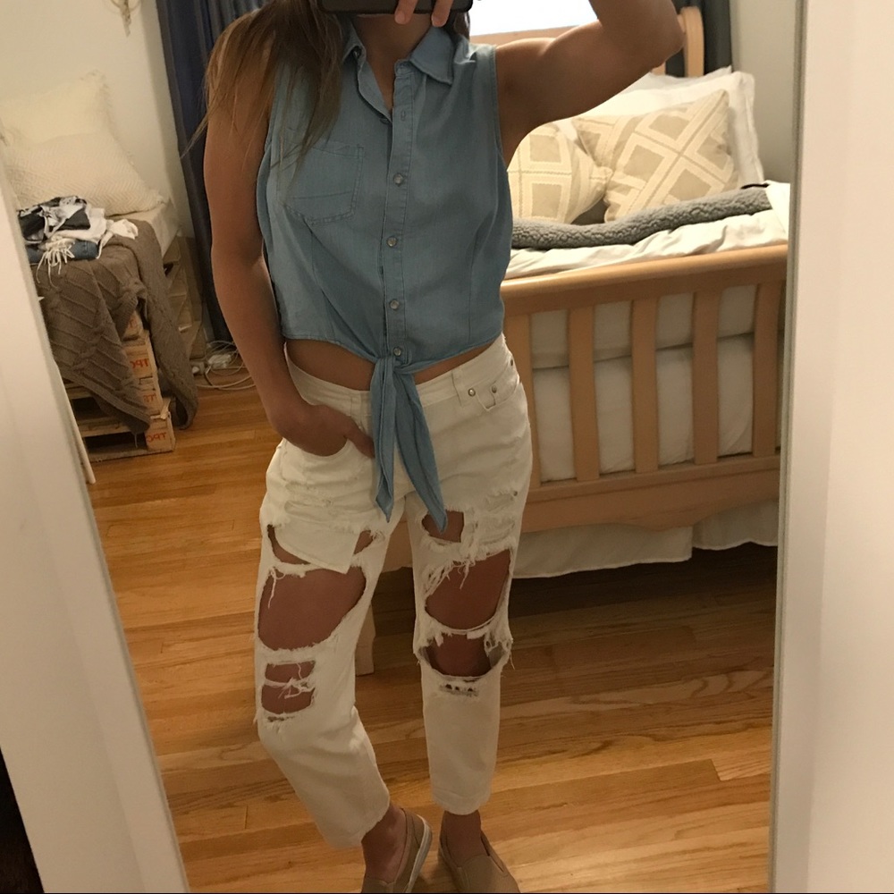 Light-wash denim top