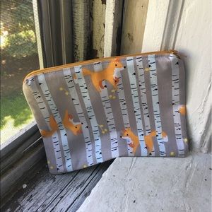 Handmade Zipper Pouch Foxes and Birch Trees