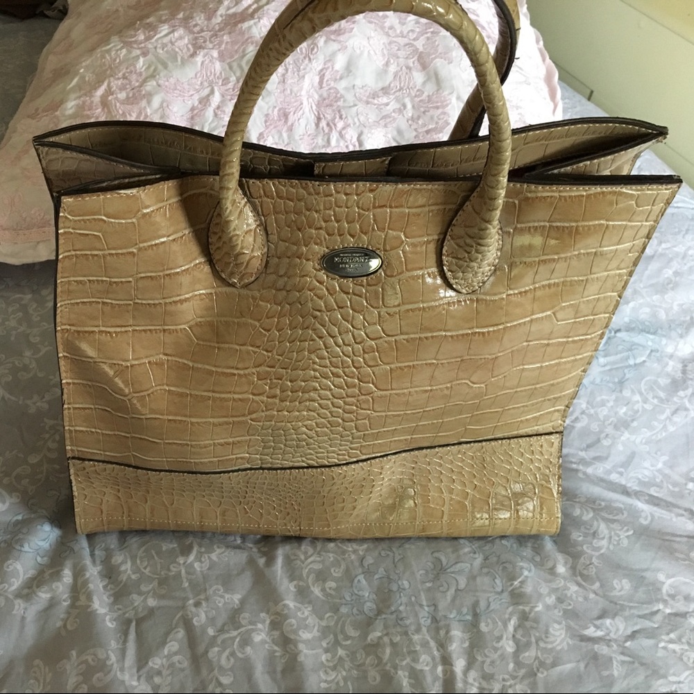 Mondani NY Tan Croc Pattern Satchel