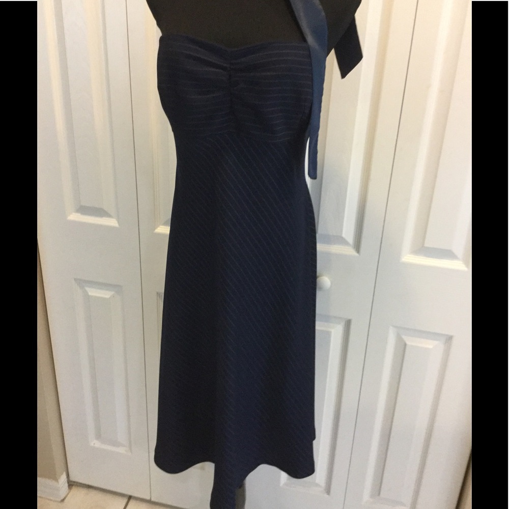 Moda International Pinstripes Navy Blue Dress