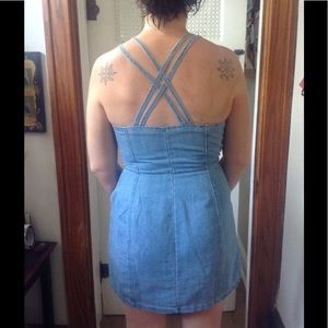 Cotton Express light wash denim dress with pockets