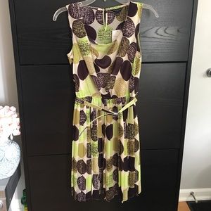 Belted BR dress with pleated skirt