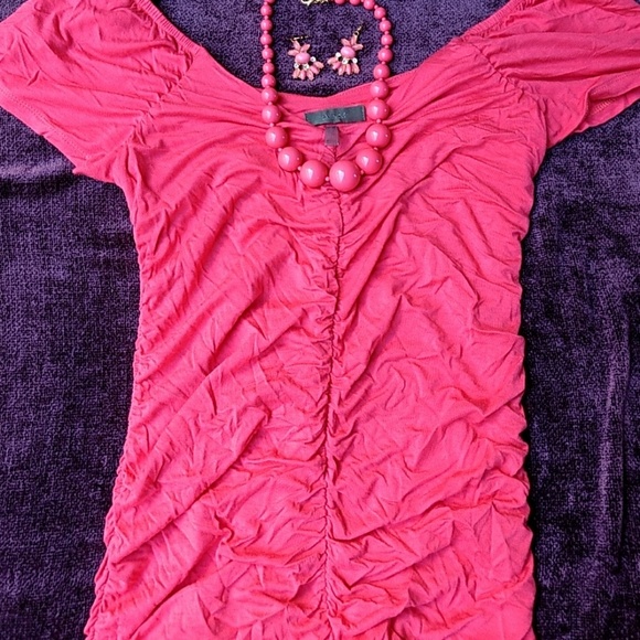 Coral Ruched Dress - Picture 3 of 3