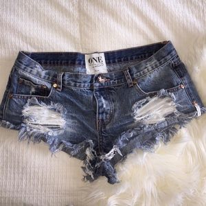 One Teaspoon "Trash Whores" Denim Jean Shorts