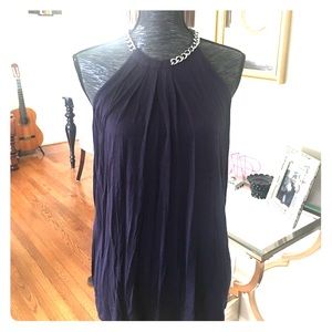 Navy Michael Kors Halter Top with Chain Detail
