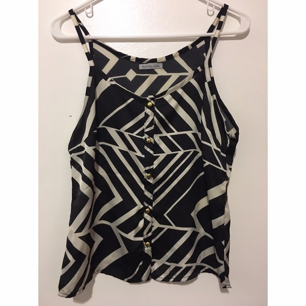 Abstract print spaghetti strap top