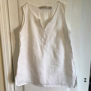 Sleeveless White Linen Tunic