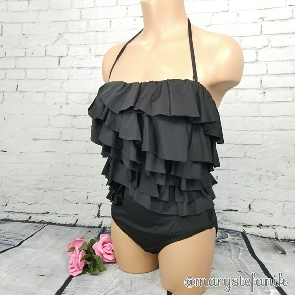 J. Crew Other - {New} J. Crew Ruffle One Piece Black Swimsuit 6