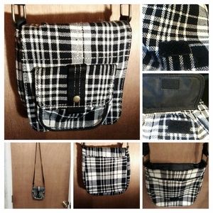 Bundle only. Black & White Plaid crossbody bag