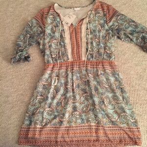 DANIEL RAINN DRESS MINT CORAL & CREAM PAISLEY