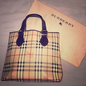 💯 BURBERRY Chester Check Haymarket Tote Handbag