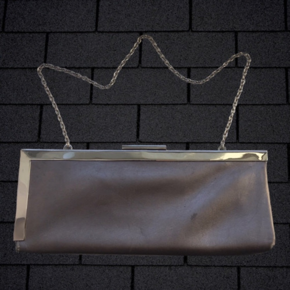 Calvin Klein silver leather clutch - vintage 90's