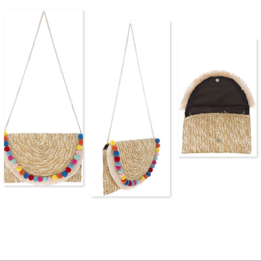 ✨LAST 1💫POM POM STRAW FRINGES CLUTCH - Picture 5 of 5