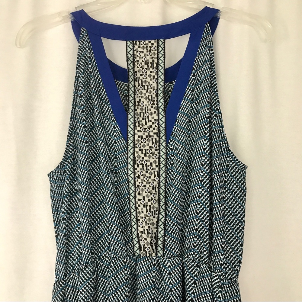 Tribal Print Halter Dress with Back Cut Outs