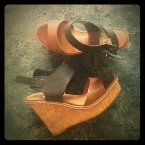 Dolce vita tan and black wedges